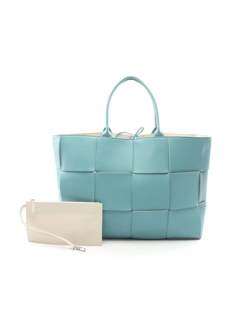 Bottega Veneta Tote the Arco Large Intrecciato Light Blue Leather